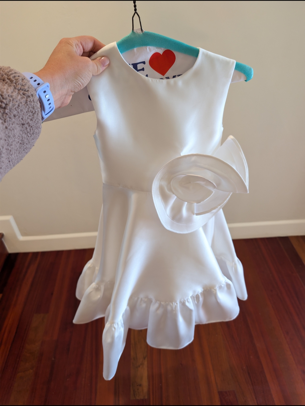 2 Girls White Satin Flower Girl Dress